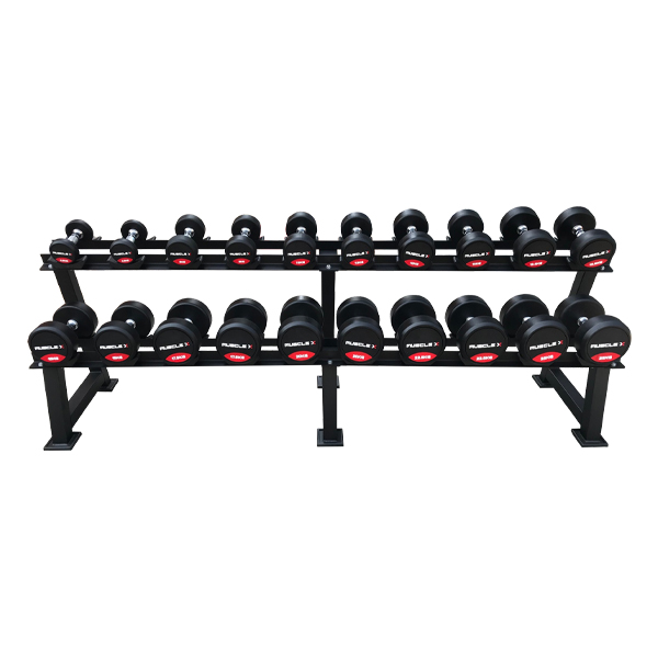 Muscle X Black Rubber Dumbbell Set 2.5 - 25 kg. + Rack